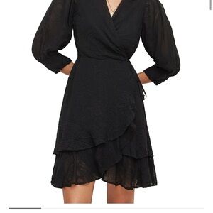 All Saints Black Textured Mini Dress